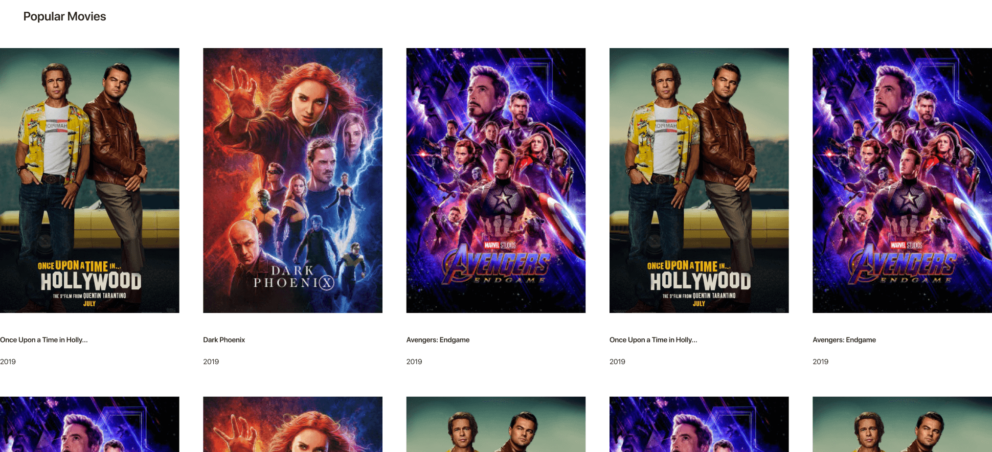 Applaudience Popular Movies grid repeated across a wide desktop layout